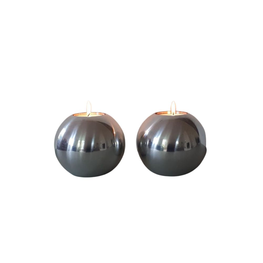 Portavela Con Forma de Esfera de Aluminio