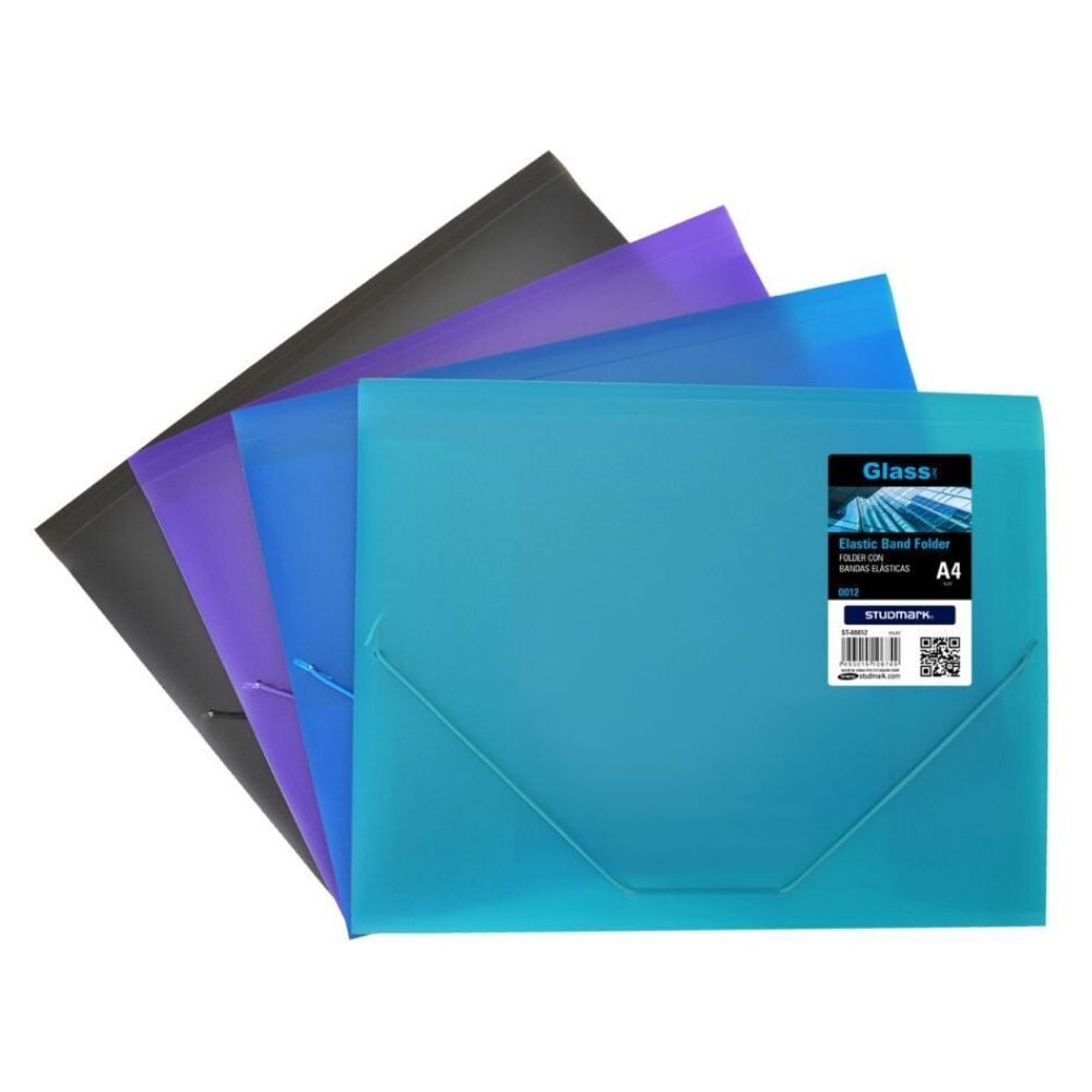 Studmark Carpeta Glassline A4 con Bandas Elasticas Colores Varios
