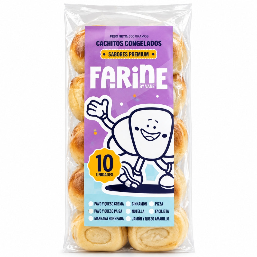 Farine Mini Cachitos Premium Sabor Pavo y Queso Crema 10 Unidades