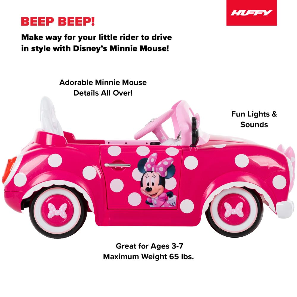 Huffy Disney Minnie Mouse Coche de Paseo con Batería 6 V 3+