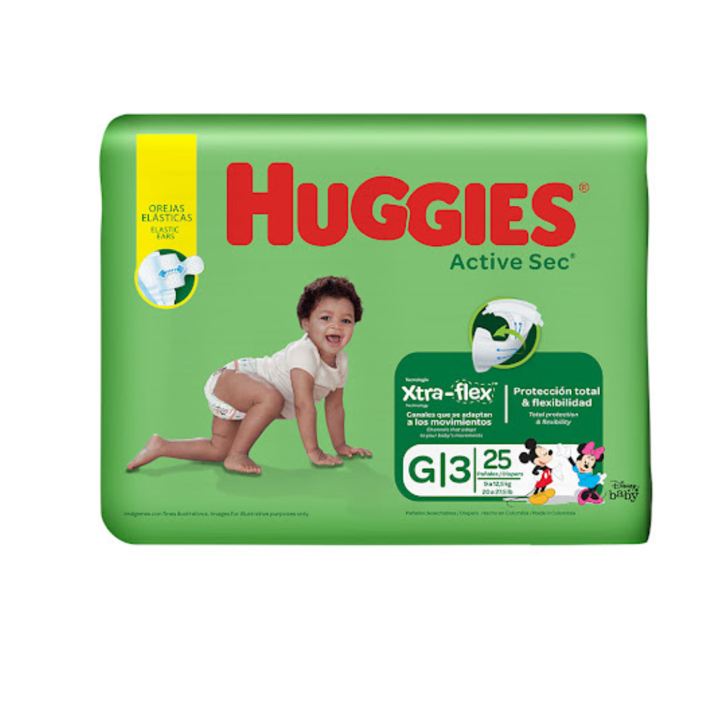 Pañales Huggies Active Sec Talla G 25 und