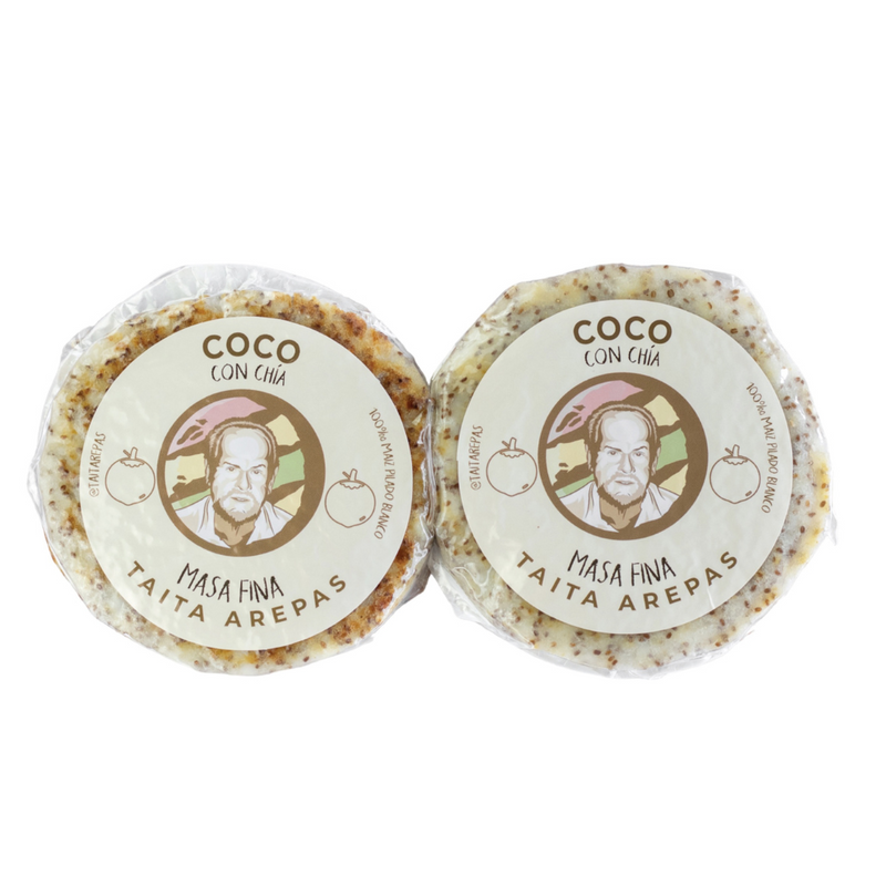 Arepas de Maiz Pilado Taita de Coco con Chia 850gr