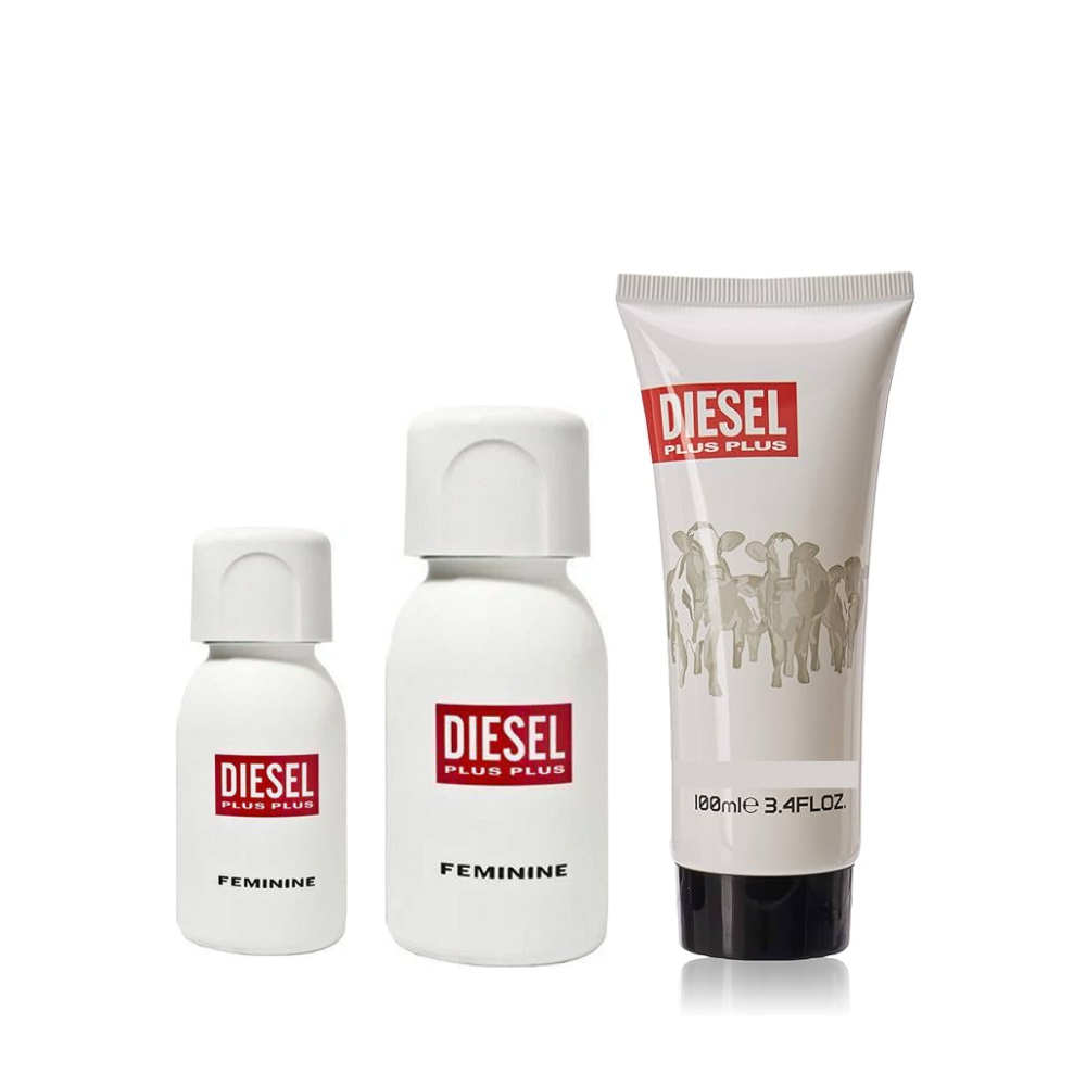 Diesel Plus Plus Feminine Special Travel Edition Eau De Toilette 30ml + 75ml + Body Lotion 100ml For Woman 3und