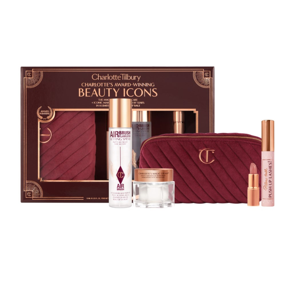 Charlotte Tilbury Set De Regalo Incluye Magic Cream + Setting Spray, Mascara + Pillow Talk Lip Lustre + Bolso De Maquillaje