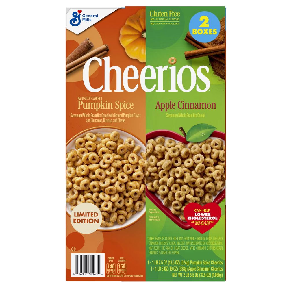 Cereal Cheerios 2 Bolsas Pumpkin Spice & Apple Cinnamonn 1.06 Kg