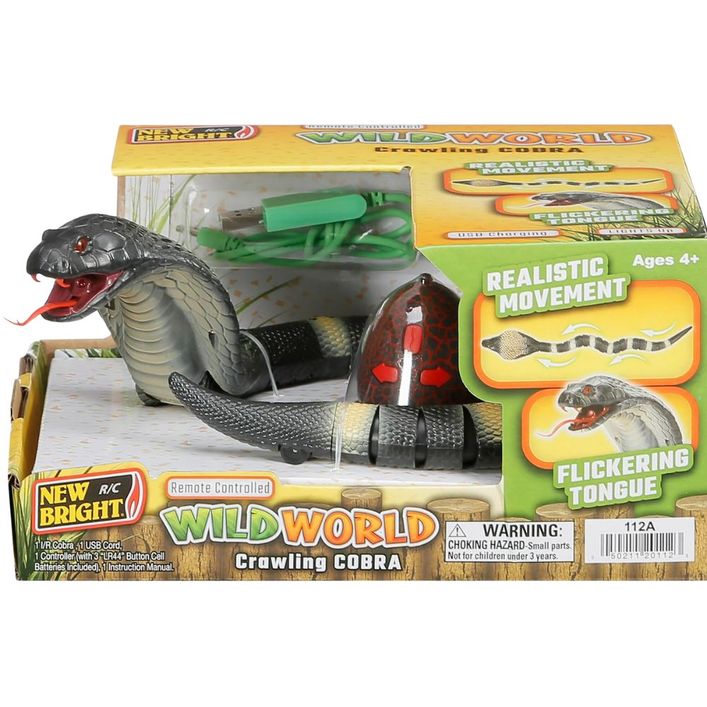 New Bright Wild World Crawling Cobra Serpiente Gris a Control Remoto Infrarrojo