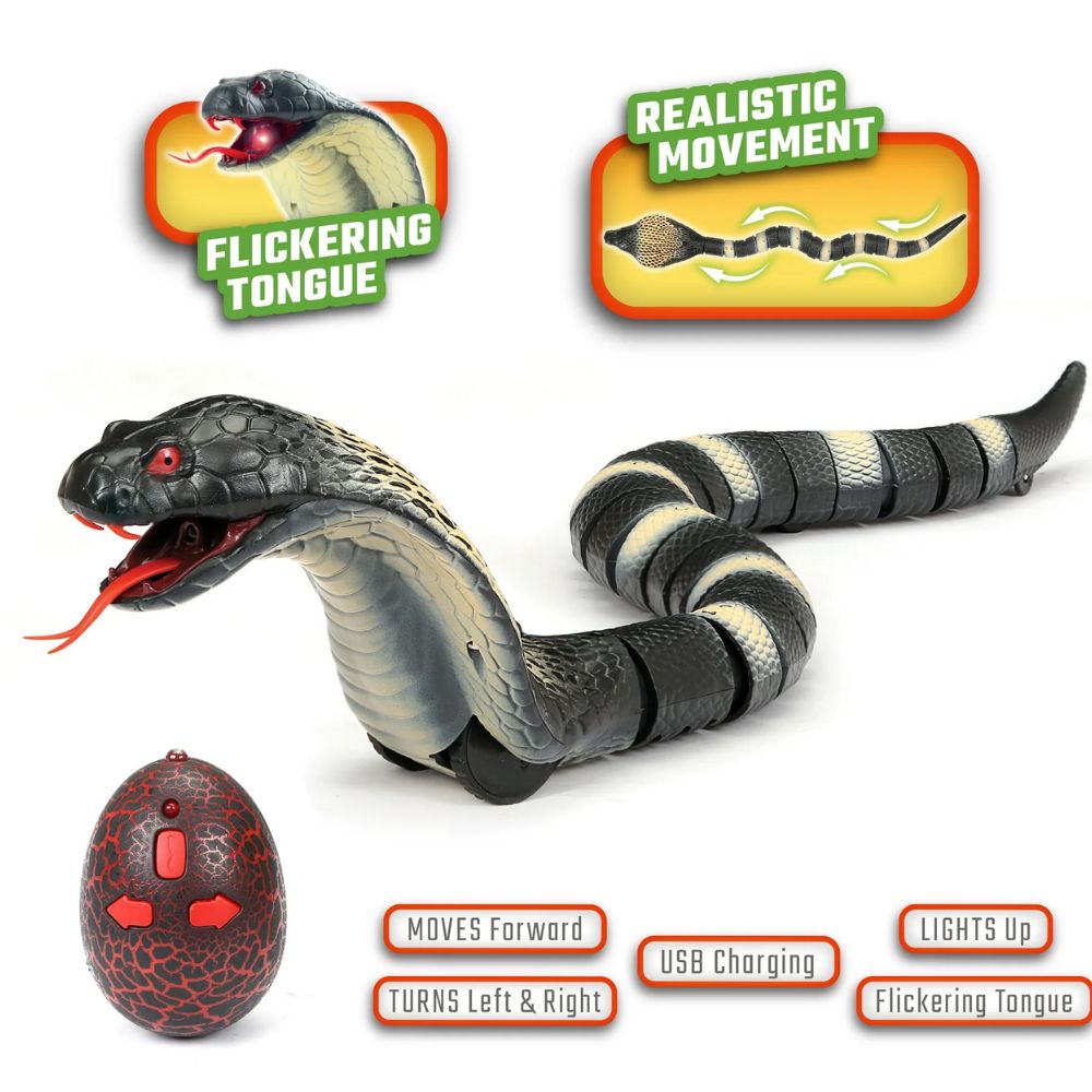 New Bright Wild World Crawling Cobra Serpiente Gris a Control Remoto Infrarrojo