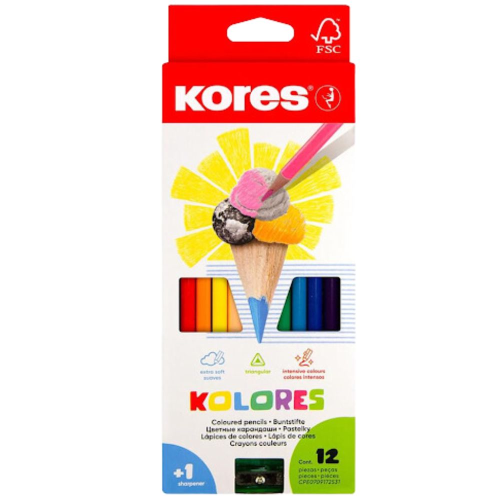 Kores Lapices De Colores Triangulares 3MM 12 Und