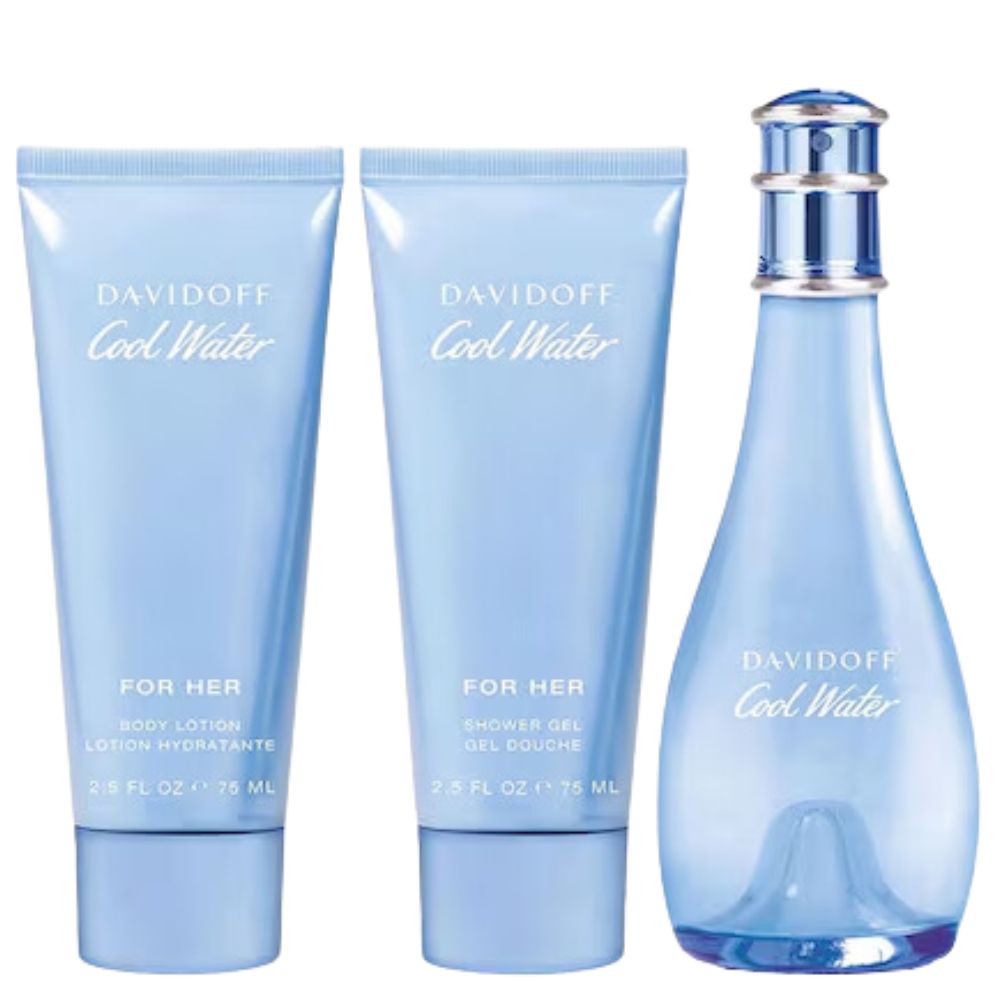 Davidoff Cool Water Set For Woman Eau De Toilette 100ml + Shower Gel 75ml + Body Lotion 75ml