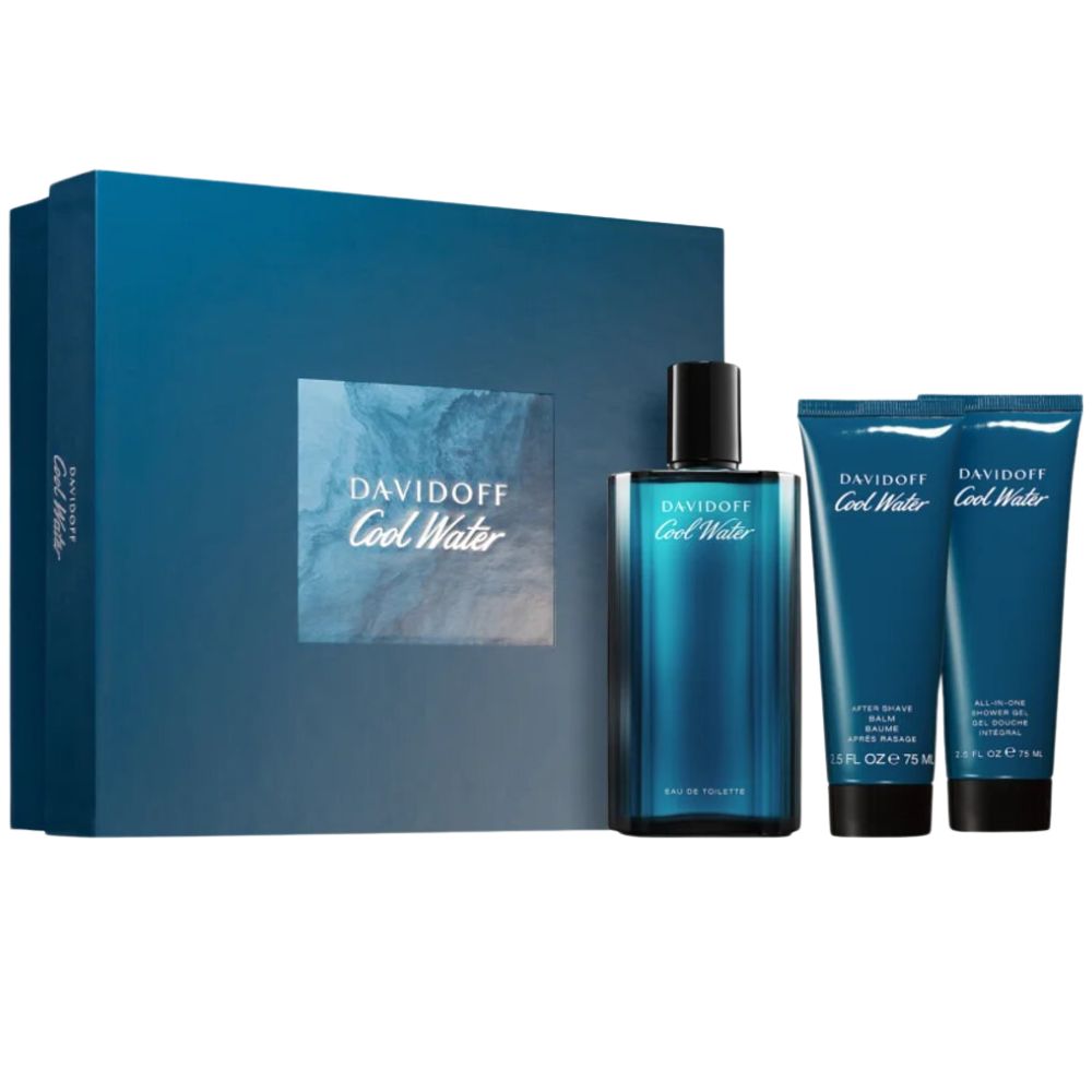 Davidoff Cool Water Set For Men Eau De Toilette 125ml + Shower Gel 75ml + Body Lotion 75ml