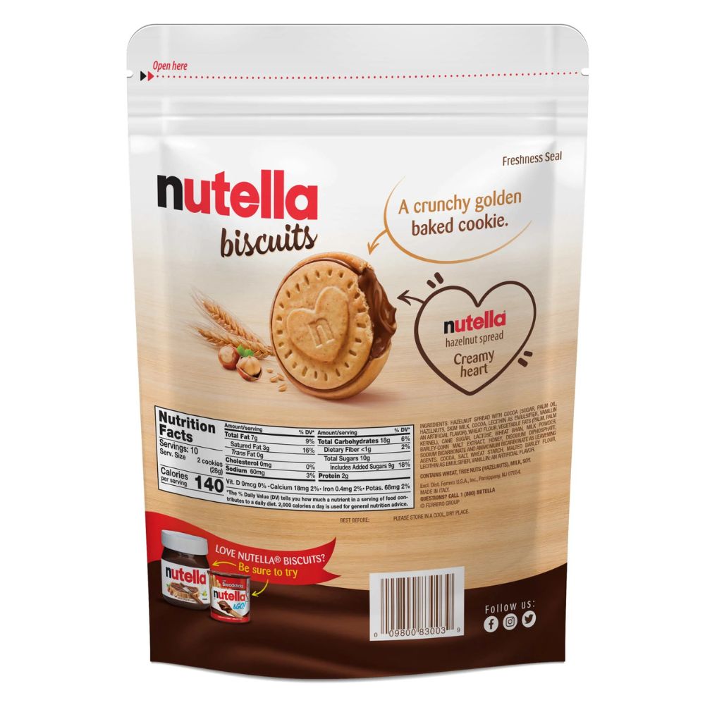 Nutella Biscuits Cookies Filled With Nutella Hazelnut Spread 276gr