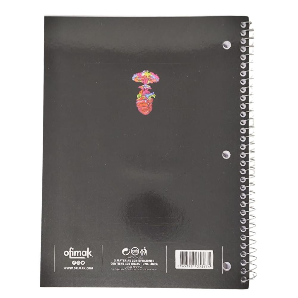 Ofimak Libreta Espiral Una Linea 3 Materias 120 Hojas