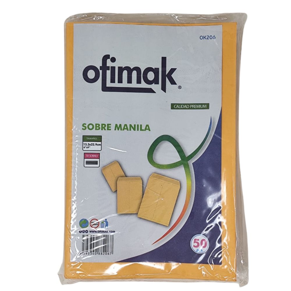 Ofimak Sobres Manila 50 Und 15.3cm x 22.9cm