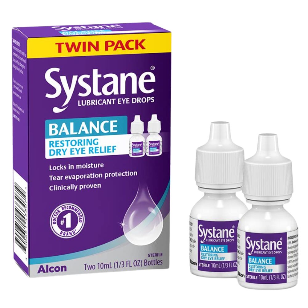 Systane Twin Pack Lubricant Eye Drops Balance Restoring 2x10ml