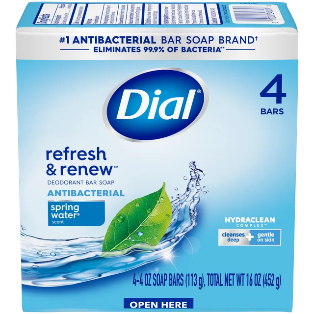 Dial Jabon 4 Und Bar Soap Refresh & Renew Antibacterial 113gr c/u