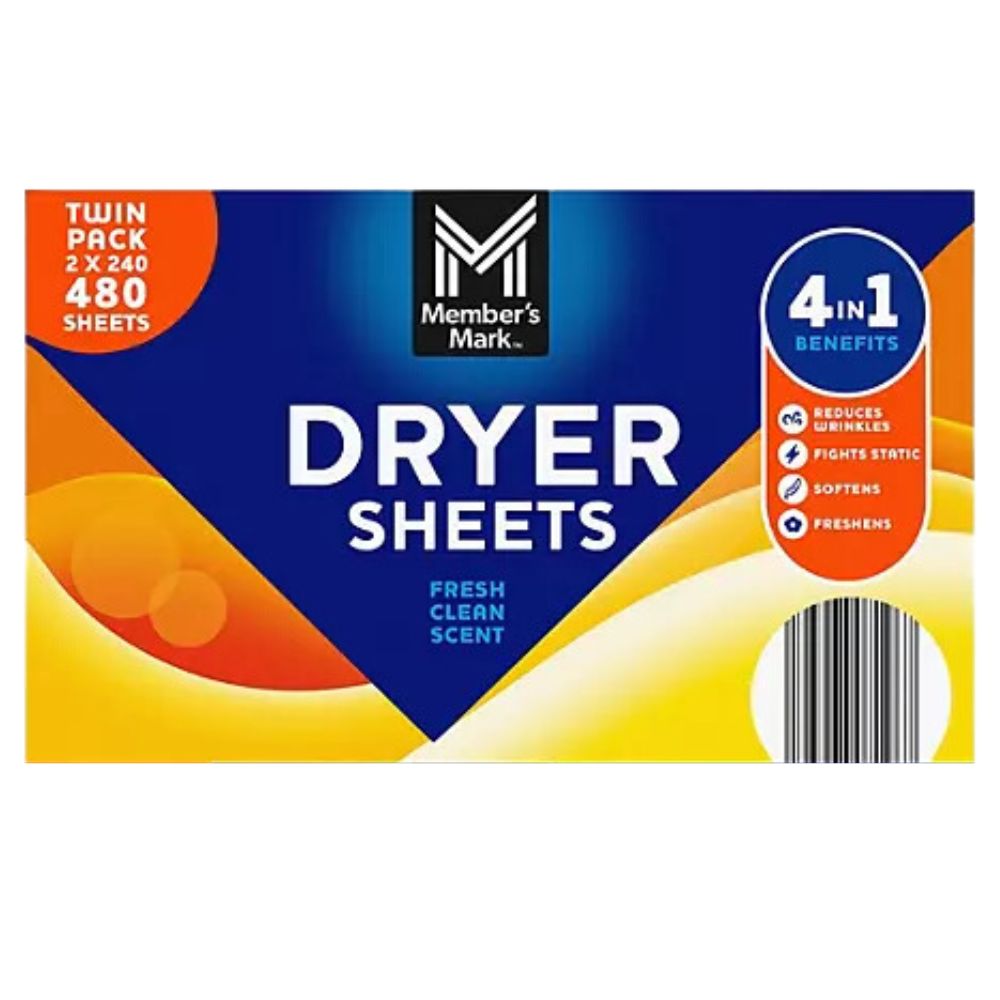 Member's Mark Dryer Sheets Fresh Clean Scent 240 Und 16cm x 22 cm