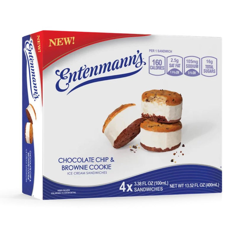Helados Entenmanns Chocolate Chip & Brownie Cookie 4 Unidades Ice Cream Sandwiches