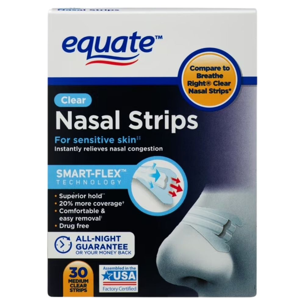 Bandas Nasales Equate Nasal Strips Clear 30 Und Medium Clear Srips