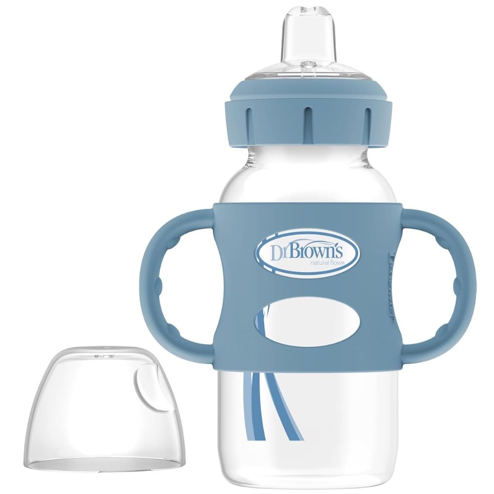Dr Brown's Milestones Sippy Biberon Ancho con Boquilla y Asas de Silicona 270ml Colores Varios