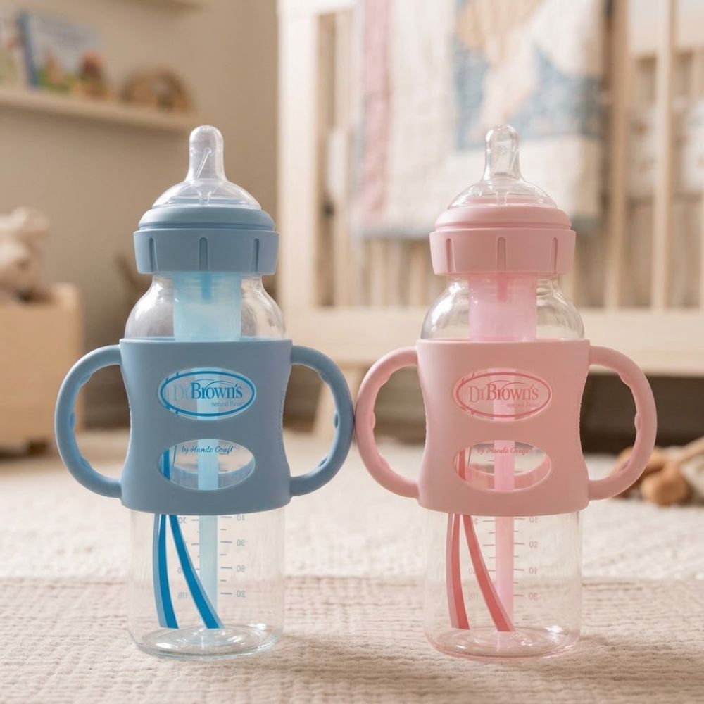 Dr Brown's Milestones Sippy Biberon Ancho con Boquilla y Asas de Silicona 270ml Colores Varios