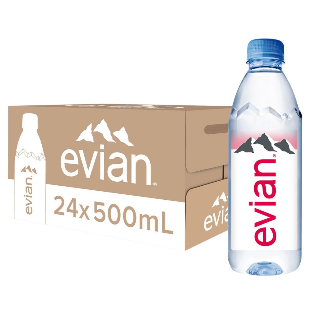 Evian 24 Botellas 500ml Agua Natural Mineral Water