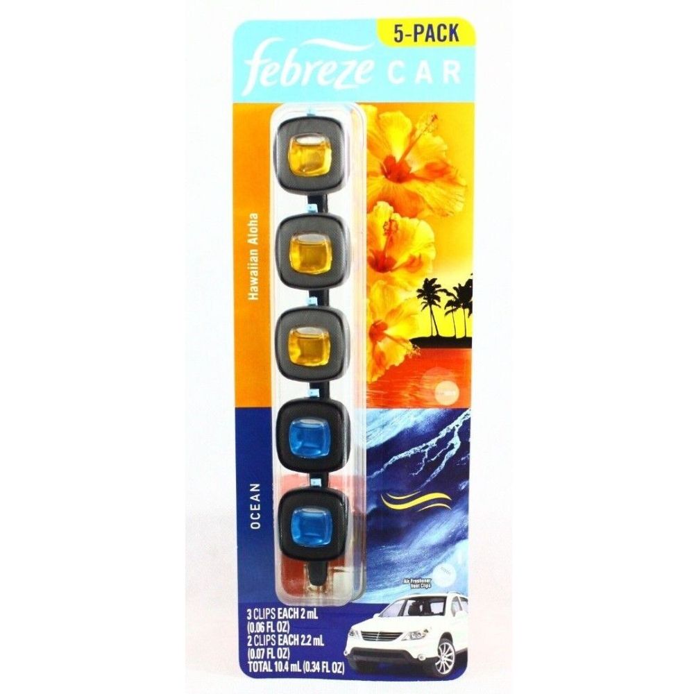 Febreze De Carro 5 Pack Ambientador 2 Aromas Hawaiian Aloha & Ocean 10ml