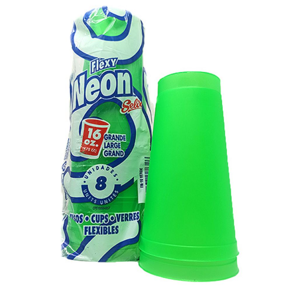 Selva Vaso Flexy Neon 16oz 8 Unidades