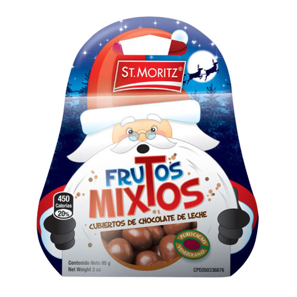 St. Moritz Navidad Frutos Mixtos Cubiertos dde Chocolate de Leche 85gr