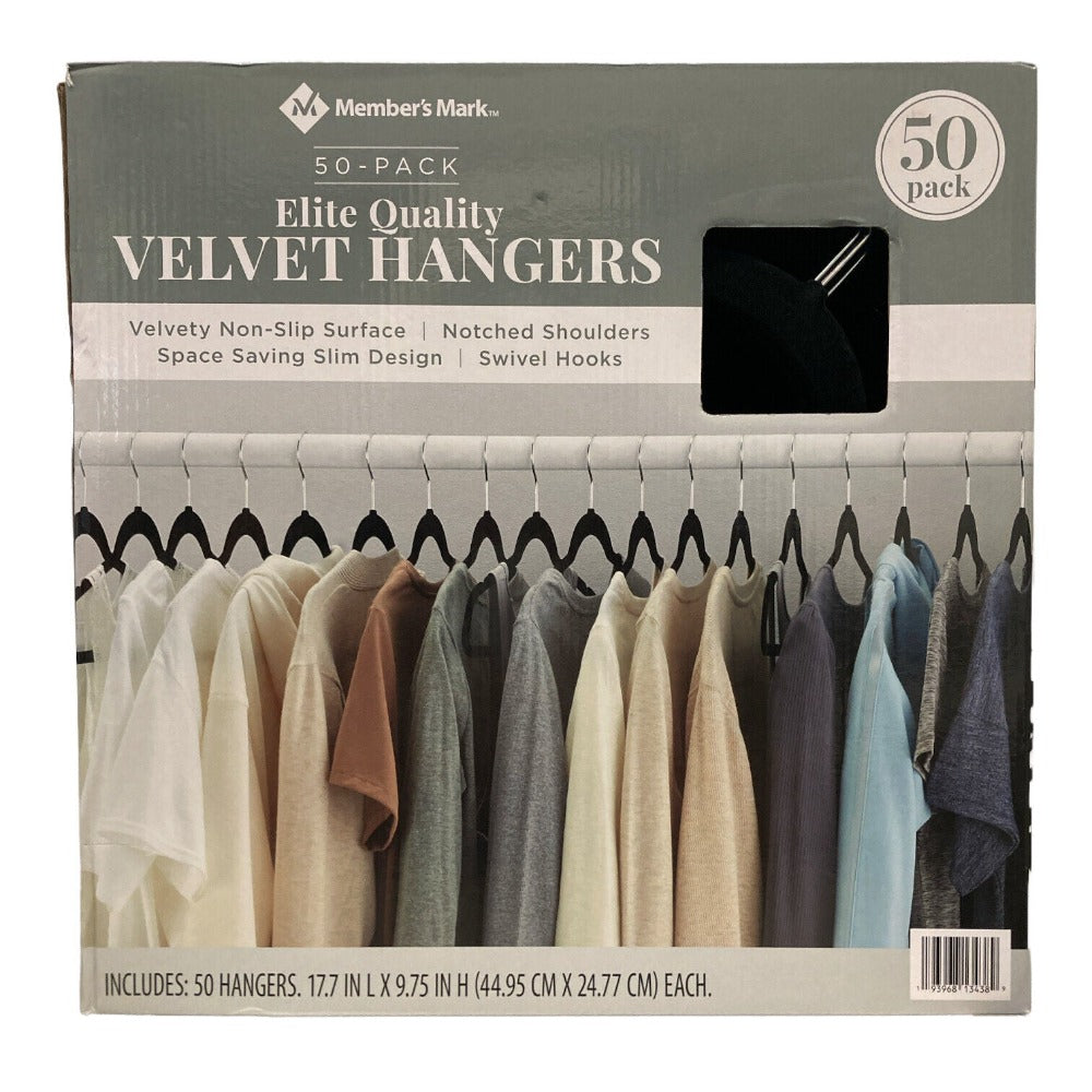 Ganchos de Ropa 50 Und de Gamuza Member's Mark Velvet Hangers