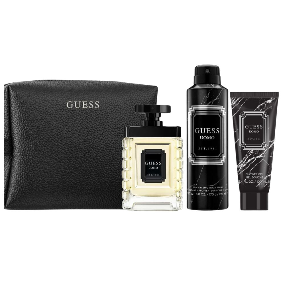 Guess Uomo Set For Men Eau De Toilette 100ml + Shower Gel 100ml + Deodorizing Body Spray 226ml