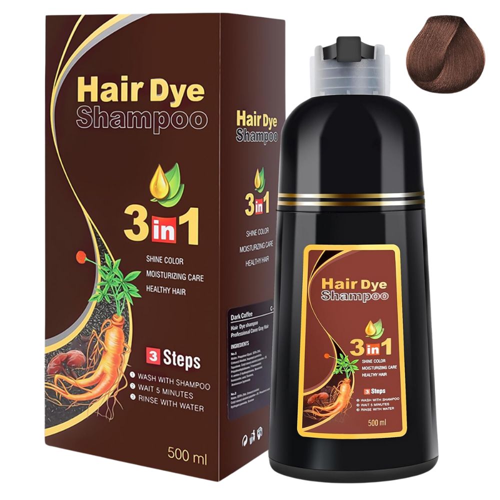 MEIDU Hair Dye Shampoo 3 in 1 Chesnut Brown Shampoo para Teñir el Cabello 500ml