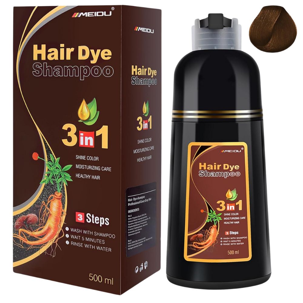 MEIDU Hair Dye Shampoo 3 in 1 Coffee Shampoo para Teñir el Cabello 500ml