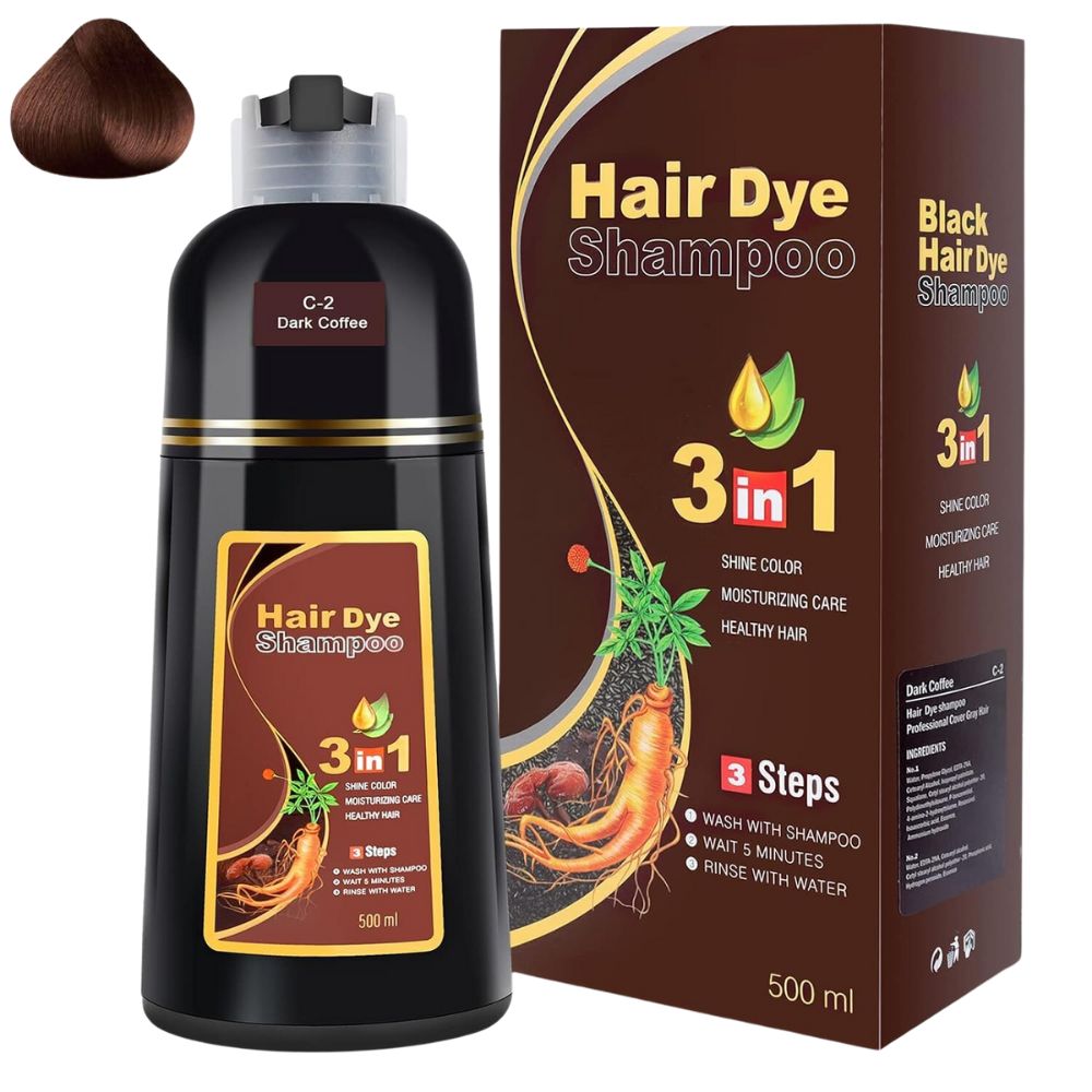 MEIDU Hair Dye Shampoo 3 in 1 Dark Brown Shampoo para Teñir el Cabello 500ml