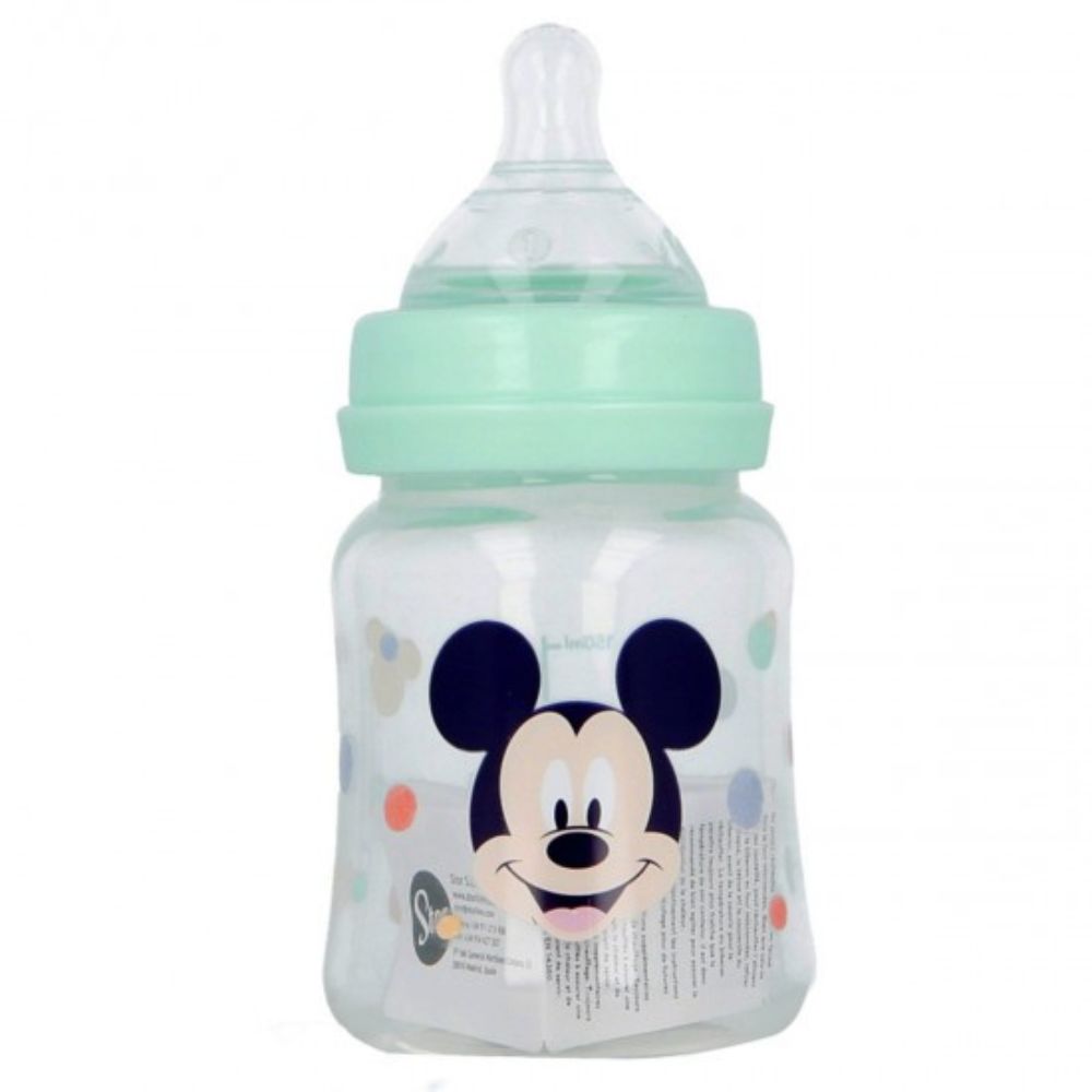 Disney Baby Biberon de Cuello Ancho con Tetina de Silicona Micky de 5oz