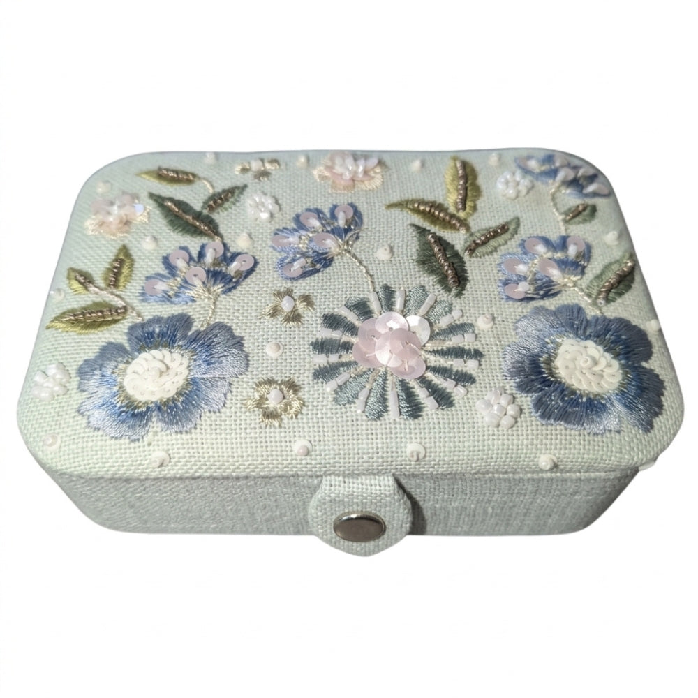 Jewelry Organizer Aqua Blue Floral