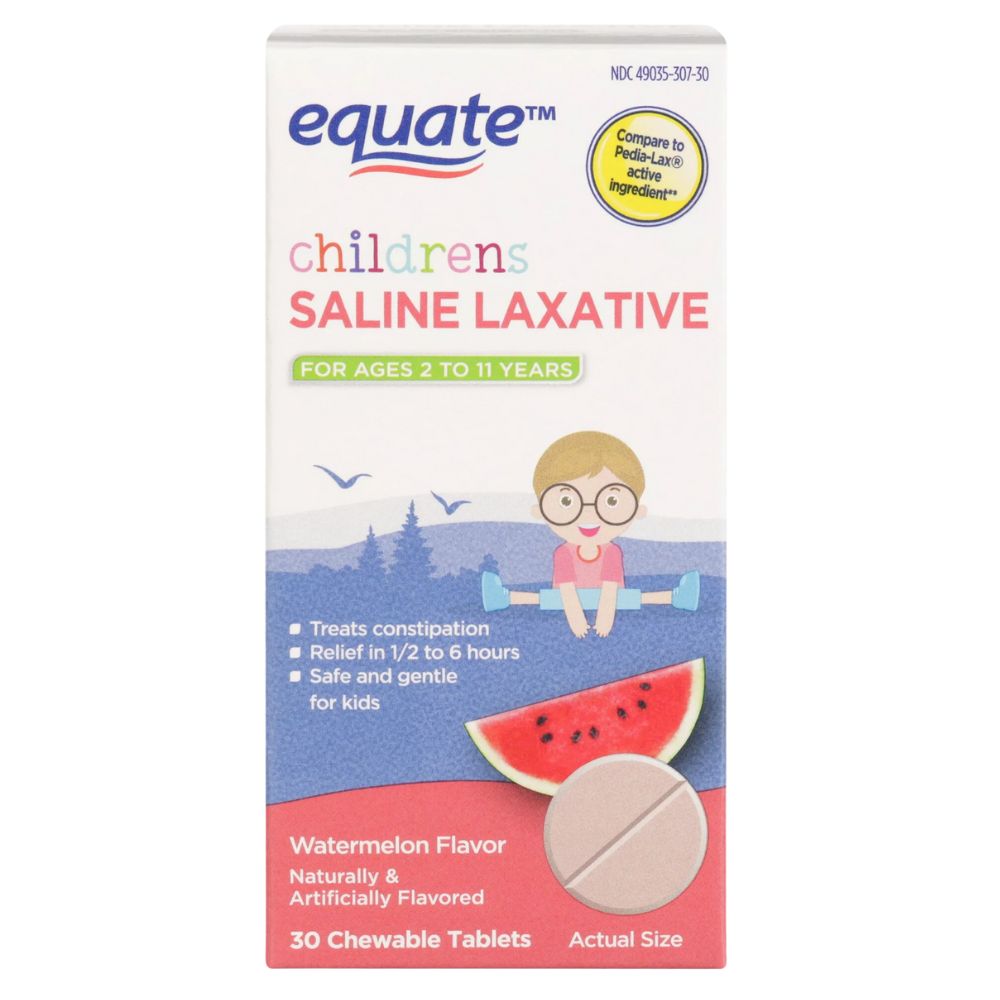 Equate Children's Saline Laxative Watermelon Flavor 30 Chewable Tablets