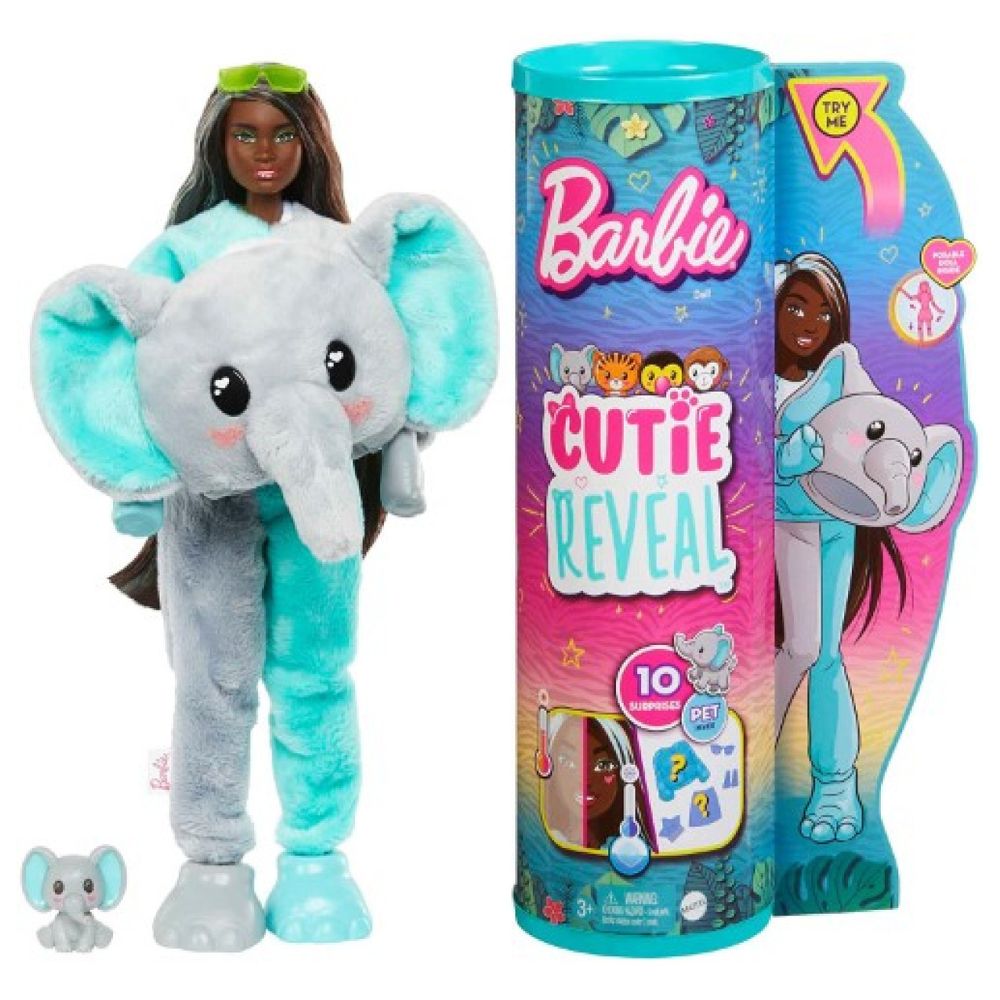 Barbie Cutie Reveal 10 Surprises Pet Inside Elefante 3+