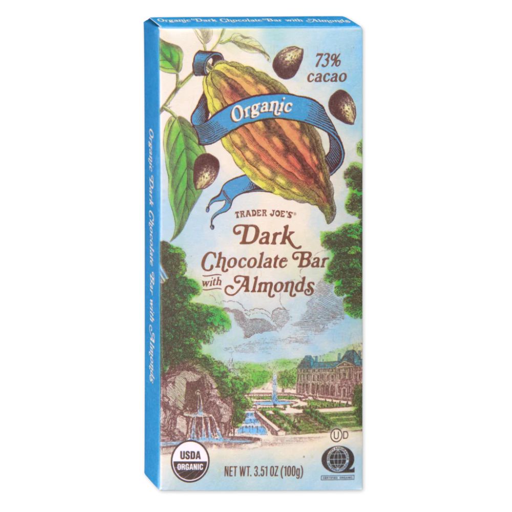 Trader Joe's Dark Chocolate Bar With Almonds 73% Cacao 100gr