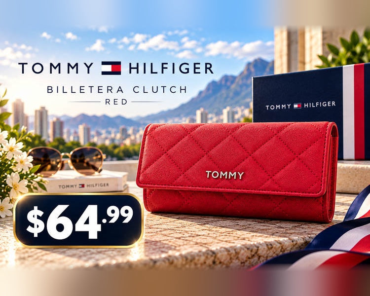 Tommy Hilfiger Billetera Clutch Red - $64.99