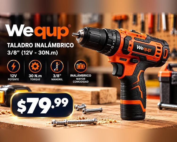 Wequp Taladro Inalámbrico 3/8" 12V - $79.99