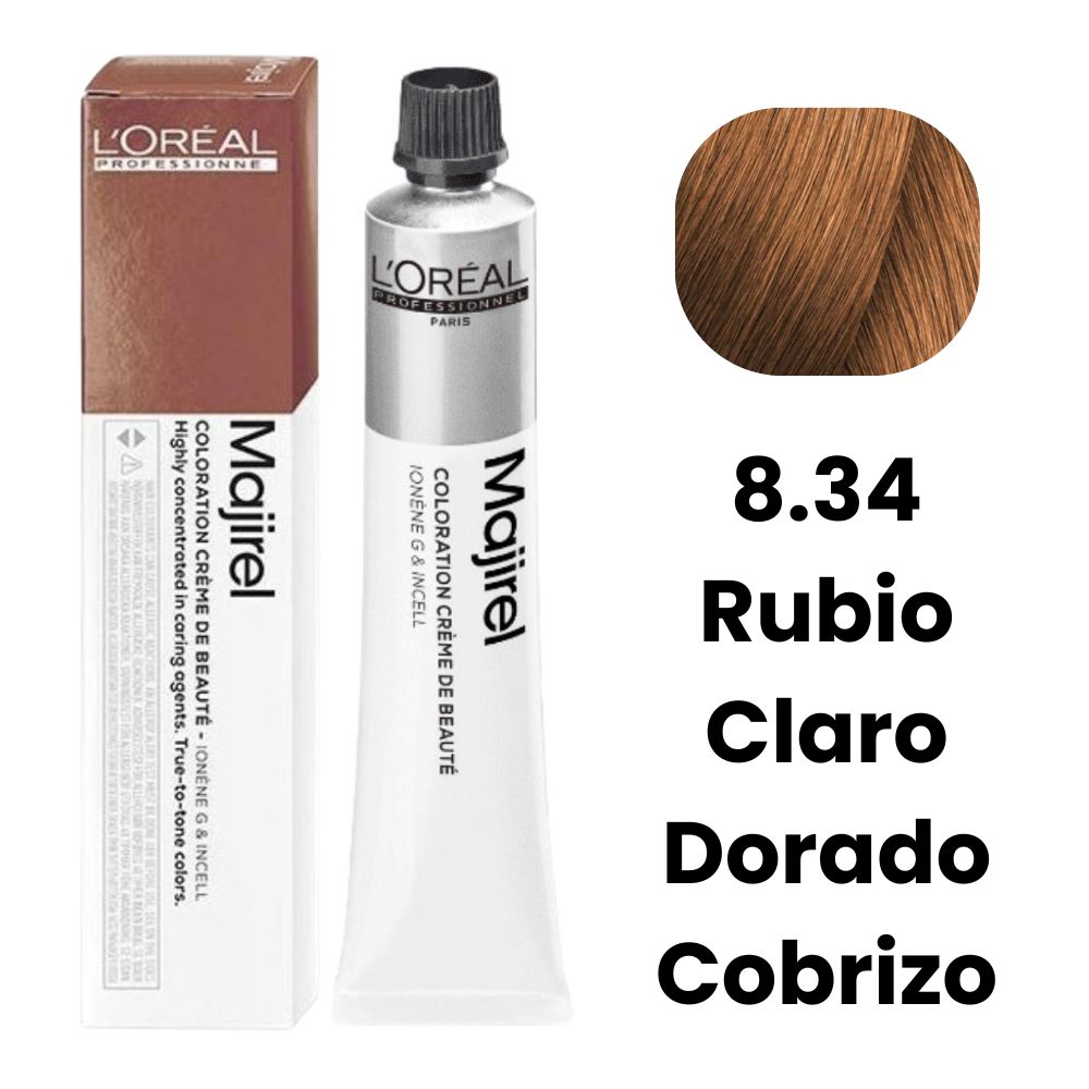 L'Oreal Tinte Majirel 8.34 Rubio Claro Dorado Cobrizo 50ml