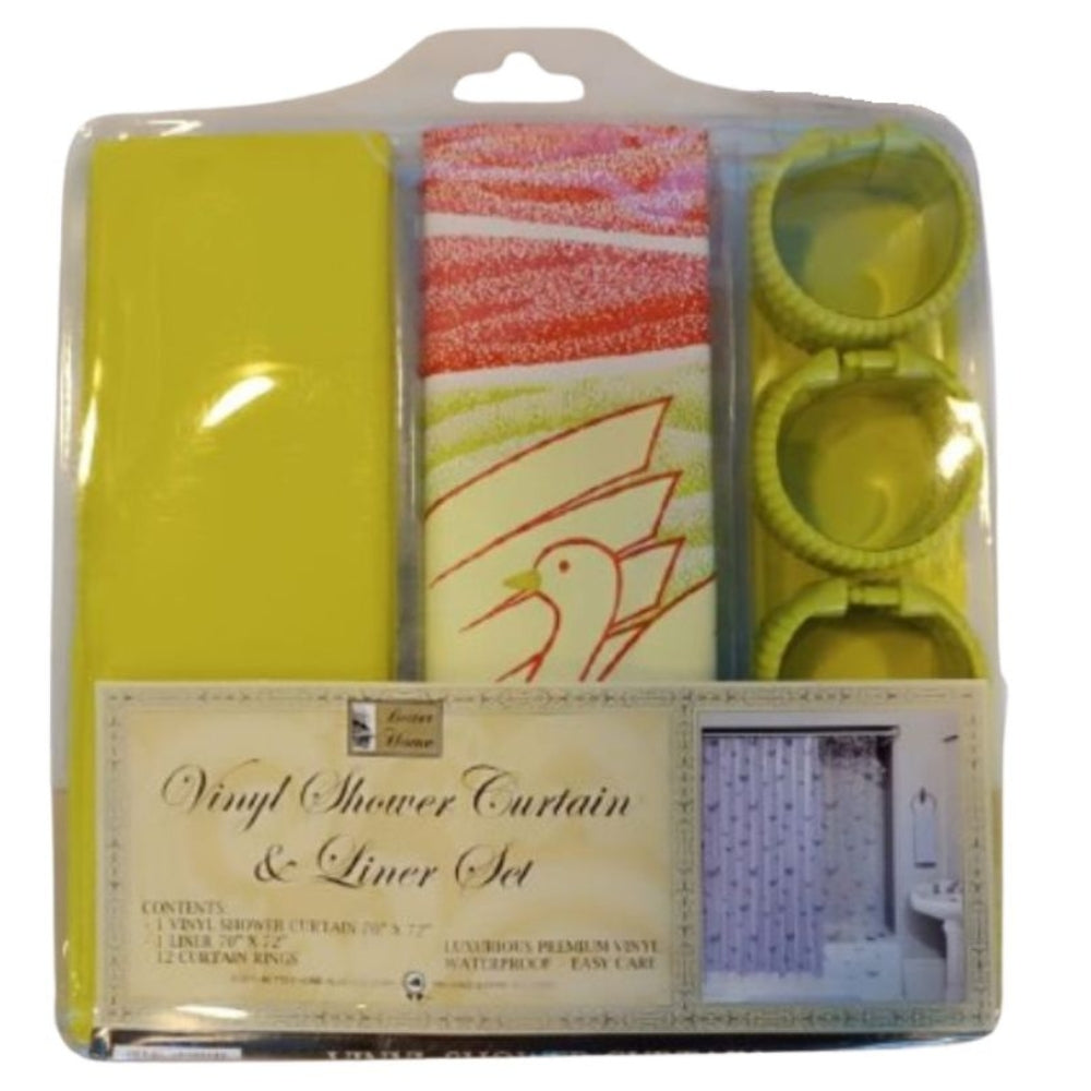 Cortina Para Ducha Vinyl Shower Curtain & Liner Set  178cm x 183cm Verde
