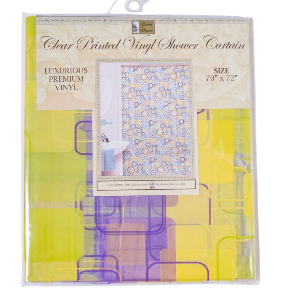 Cortina Para Ducha Clear Printed Vinyl Shower Curtain  70" x 72" Amarilla con Diseños