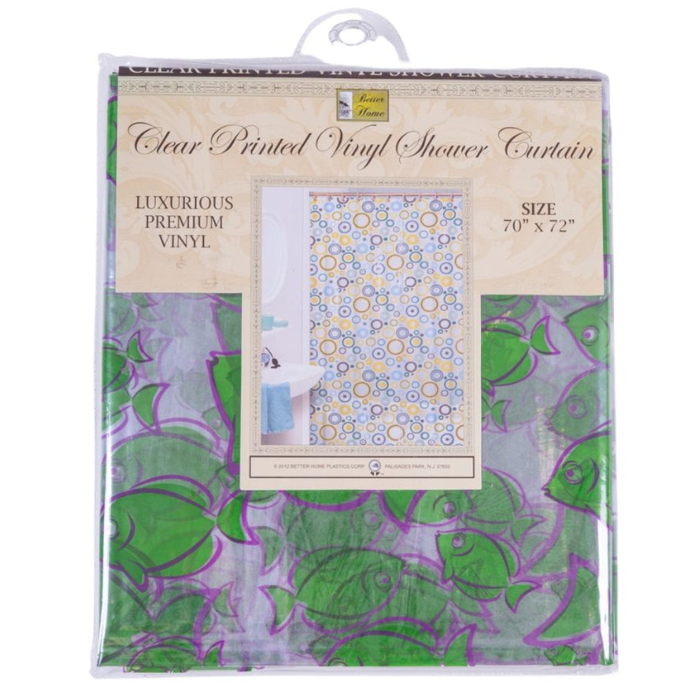 Cortina Para Ducha Clear Printed Vinyl Shower Curtain  70" x 72" Peces