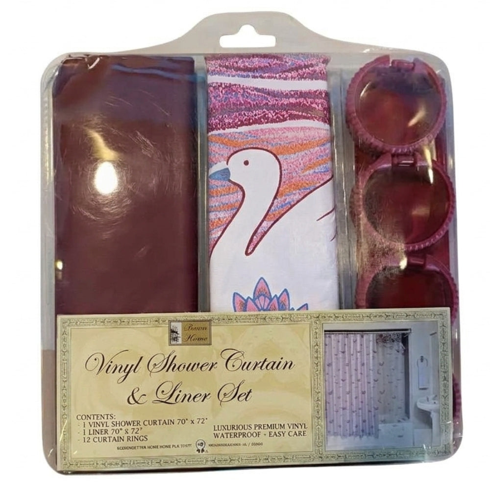 Cortina Para Ducha Vinyl Shower Curtain & Liner Set  178cm x 183cm Vinotinto Ave