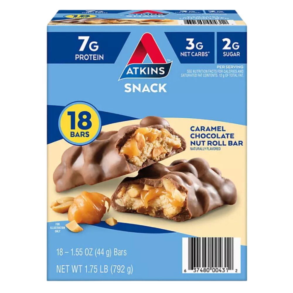 Barras Atkins 18 Unidades Caramel Chocolate Nut Roll Bar 792 Gr