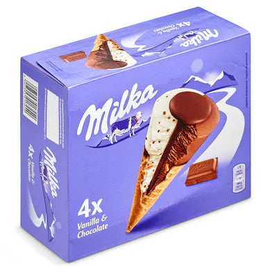 Helados Milka 4 Und Vanilla y Chocolate Cone