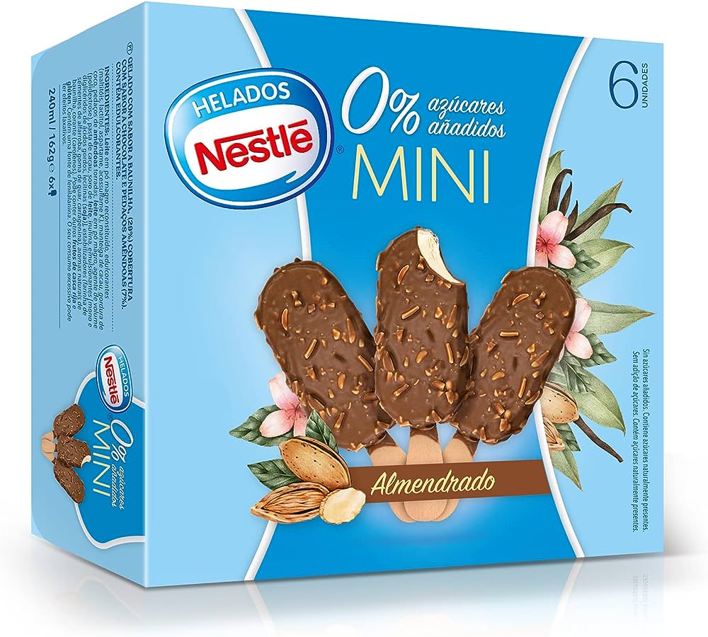 Helados Nestle Mini Almendrados 0% azucares añadidos 6 Unid