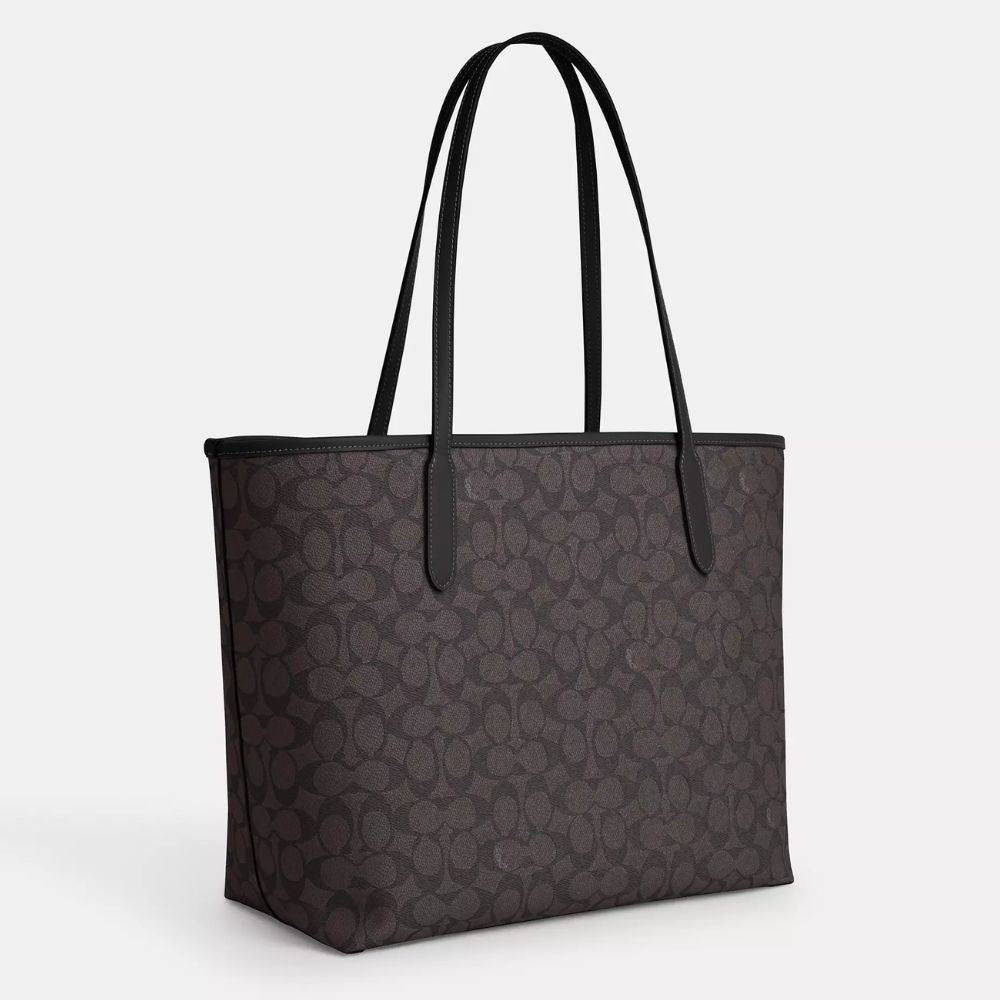 Coach City Tote Bag In Signature Canvas Color Castaño