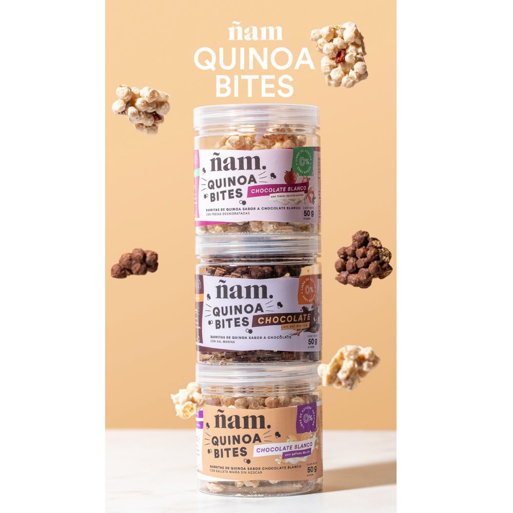 Ñam Quinoa Bites Chocolate Blanco con Galleta Maria 50gr